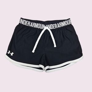 Under Armour Girls Athletic Shorts Black & White Size Large